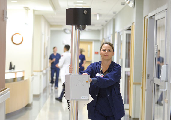 Nurse walking down the hall