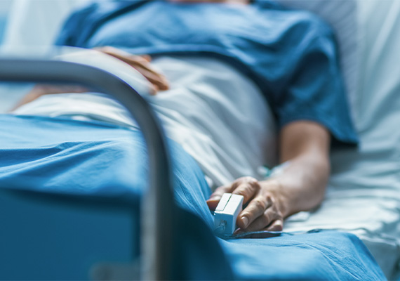 Patient in a hospital bed
